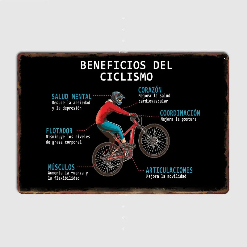 Mountain Biking Benefits - Affiche de vélo de montagne, panneau
